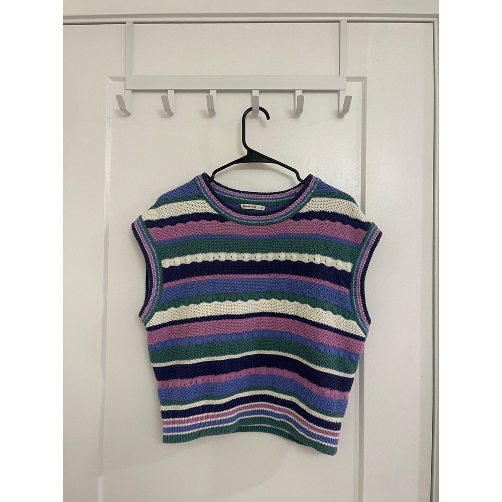 Marine Layer Purple Knit Sweater Vest Preppy Academic Luxury Chic